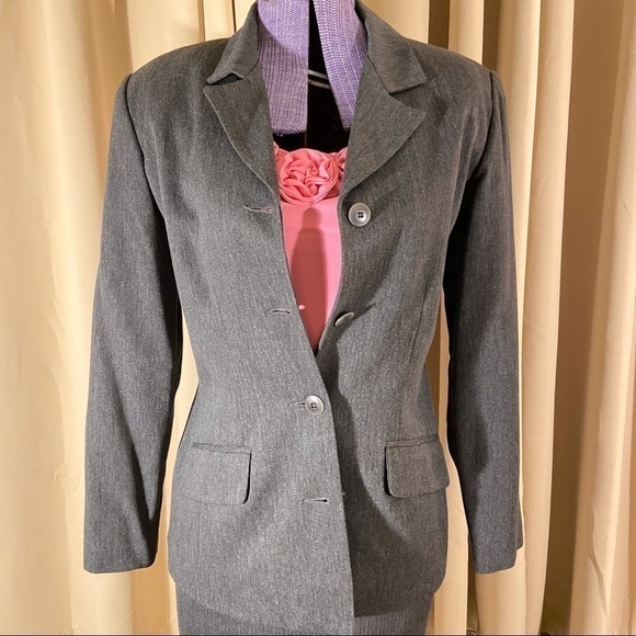 𝅺vintage Tailor B Moss Blazer Charcoal Gray Size 10 Petite - Picture 2 of 8